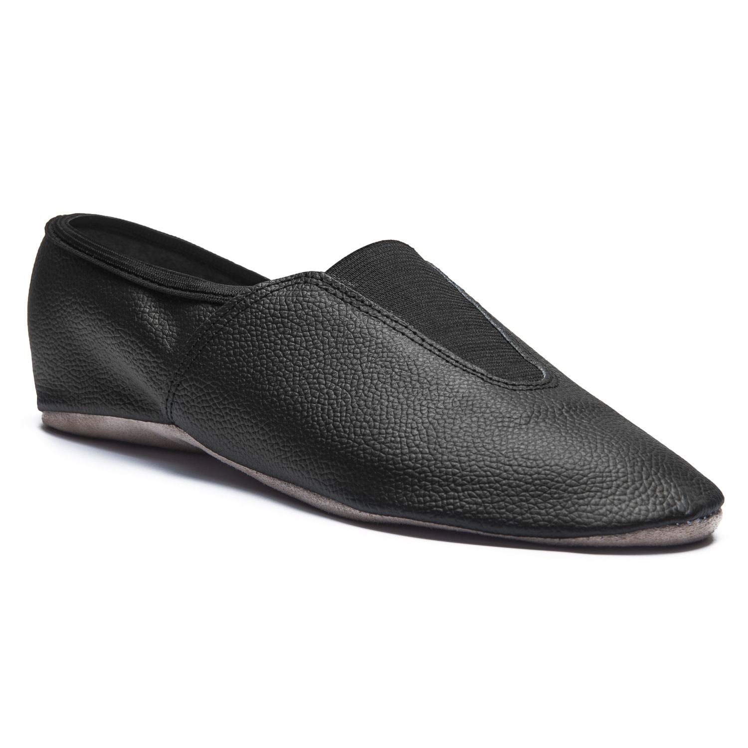 Rumpf 1038 Gymnastikschuhe: schwarzes Leder, flexible Sohle, niedriger Absatz, hervorragender Tragekomfort.